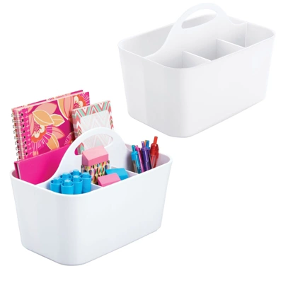 MDesign Plastic Office Storage Organizer Caddy Tote, Small, 2 Pack 13 MDesign Plastic Office Storage Organizer Caddy Tote, Small, 2 Pack - Image 11