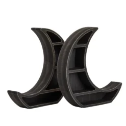 2 Pack Wooden Moon Shelf, Rustic Wall Home Decor, Crystal Holder For Stones Display And Essential Oils (10 X 10 X 2 In) -Home Decor Shop GUEST 004a5818 36e0 415a a2a4 3953c918379c