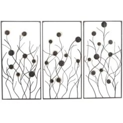Set Of 3 Metal Floral Wall Decors With Capiz Accent Black - Olivia & May -Home Decor Shop GUEST 0092ca32 6b16 4a1f b31b 54ee920f335e