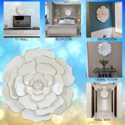 LuxenHome White And Gold Flower Metal Wall Decor -Home Decor Shop GUEST 00af68a6 2e7d 461b 9192 84e2b0bac202