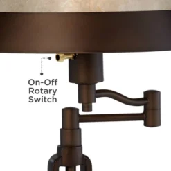 Franklin Iron Works Samuel Industrial Desk Lamps 21 1/4" High Set Of 2 Bronze Swing Arm With USB Charging Port Natural Mica Shade For Living Room Home -Home Decor Shop GUEST 00cd84be 6476 4944 85d8 59724c1c540b