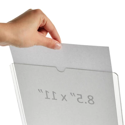 Juvale 6 Pack Acrylic Sign Holders 8.5 X 11, Table Top Plastic Display Stand For Menu, Flyer, Document, Paper, Clear Slant Back Vertical Photo Frame 8 Juvale 6 Pack Acrylic Sign Holders 8.5 X 11, Table Top Plastic Display Stand For Menu, Flyer, Document, Paper, Clear Slant Back Vertical Photo Frame - Image 6