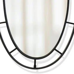 Distressed Oval Metal Mirror Black - StyleCraft