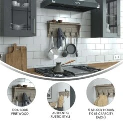 Emma And Oliver Rustic Wall Hanging Storage Rack With 5 Hooks For Entryway, Kitchen, Bathroom And More 21 Emma And Oliver Rustic Wall Hanging Storage Rack With 5 Hooks For Entryway, Kitchen, Bathroom And More -Home Decor Shop GUEST 025be7f4 6880 4025 a5b7 9daa6b445bdc