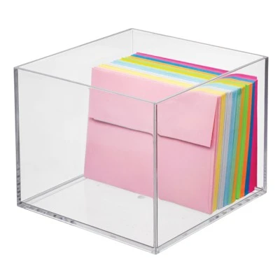 MDesign Plastic Storage Desk Organizer Bin For Home, Office - 3 Pack, Clear 8 MDesign Plastic Storage Desk Organizer Bin For Home, Office - 3 Pack, Clear - Image 6