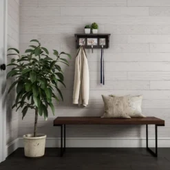 Wall Shelf And Picture Collage With Ledge And 3 Hanging Hooks- Photo Frame Decor Shelving With Modern Look, Holds 3 Photos By Hastings Home (Black) 12 Wall Shelf And Picture Collage With Ledge And 3 Hanging Hooks- Photo Frame Decor Shelving With Modern Look, Holds 3 Photos By Hastings Home (Black) -Home Decor Shop GUEST 067a76ee b37e 4775 b029 5c36aa641673