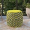 Elza Round Woven PET Polyester Pouf Gray/Yellow - WyndenHall -Home Decor Shop GUEST 06bb9771 d123 4ee4 8460 b5a6bb69fcef