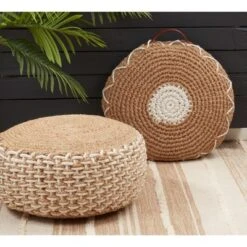 Saro Lifestyle Handle Design Woven Floor Pouf -Home Decor Shop GUEST 0786d31b 984f 43ed 8044 d19cba81348c