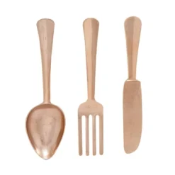 Set Of 3 Aluminum Utensils Knife Spoon And Fork Wall Decors Gold - Olivia & May -Home Decor Shop GUEST 07902046 db48 4d16 95a1 710567ccfc03