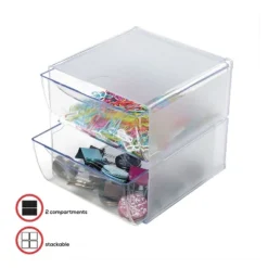Deflecto Two Drawer Cube Organizer Clear Plastic 6 X 7-1/8 X 6 350101 -Home Decor Shop GUEST 07e23f9e ec3e 4726 888b c209c10daff5