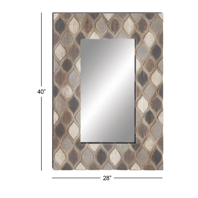 Wood Wall Mirror With Diamond Pattern Beige - Olivia & May 4 Wood Wall Mirror With Diamond Pattern Beige - Olivia & May - Image 2