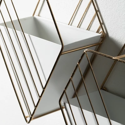 Sullivans Sleek Gold-Trim Wall Pockets Set Of 2, 13.5"H & 9"H Gold 3 Sullivans Sleek Gold-Trim Wall Pockets Set Of 2, 13.5"H & 9"H Gold