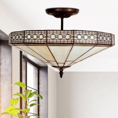 16" X 16" X 9" Tiffany Style Ann Pendant White - Warehouse Of Tiffany 3 16" X 16" X 9" Tiffany Style Ann Pendant White - Warehouse Of Tiffany