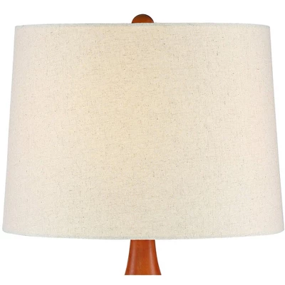 360 Lighting Brice Modern Mid Century Accent Table Lamp 23" High Ivory Ceramic Wood Neck Off White Drum Shade For Bedroom Living Room Bedside Office 5 360 Lighting Brice Modern Mid Century Accent Table Lamp 23" High Ivory Ceramic Wood Neck Off White Drum Shade For Bedroom Living Room Bedside Office - Image 3