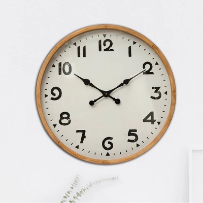 Fir Wood And Metal Wall Clock Brown - Storied Home 4 Fir Wood And Metal Wall Clock Brown - Storied Home - Image 2