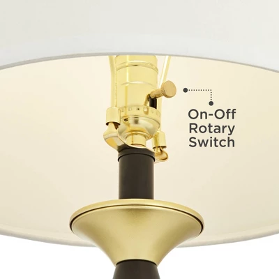 360 Lighting Kamila Traditional Table Lamps 27" Tall Set Of 2 Gold Black With Dual USB Charging Ports White Drum Shade For Bedroom Bedside Family Desk 7 360 Lighting Kamila Traditional Table Lamps 27" Tall Set Of 2 Gold Black With Dual USB Charging Ports White Drum Shade For Bedroom Bedside Family Desk - Image 5