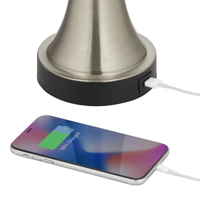 360 Lighting Seymore Modern Table Lamps 26" High Set Of 2 Silver With USB Charging Port LED Touch On Off White Drum Shade For Bedroom Living Room Desk 5 360 Lighting Seymore Modern Table Lamps 26" High Set Of 2 Silver With USB Charging Port LED Touch On Off White Drum Shade For Bedroom Living Room Desk - Image 3