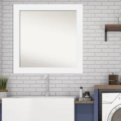 31" X 31" Non-Beveled Corvino Wood Bathroom Wall Mirror White - Amanti Art -Home Decor Shop GUEST 0d81cac7 5455 4791 a551 45fae2215aa4