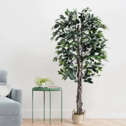 Forever Leaf 60" Artificial Ficus Silk Tree In Wicker Basket, Indoor Artificial Plant For Home Decor 11 Forever Leaf 60" Artificial Ficus Silk Tree In Wicker Basket, Indoor Artificial Plant For Home Decor -Home Decor Shop GUEST 0dd01afc 4792 4878 878f 911069457cbd