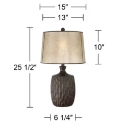 Franklin Iron Works Kelly Rustic Farmhouse Table Lamp 25 1/2" High Brown Mica Drum Shade For Bedroom Living Room Bedside Nightstand Office Kids Family -Home Decor Shop GUEST 119b7c57 8bea 40ef 90d5 0e50997c32f1