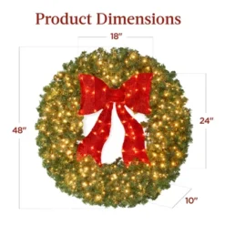 Best Choice Products 48in Artificial Pre-Lit Fir Christmas Wreath Decor W/ Red Bow, 250 LED Lights, 714 Tips, Plug-In 13 Best Choice Products 48in Artificial Pre-Lit Fir Christmas Wreath Decor W/ Red Bow, 250 LED Lights, 714 Tips, Plug-In -Home Decor Shop GUEST 145f3a83 e7c9 45bf 8270 9a1d507bc7ba