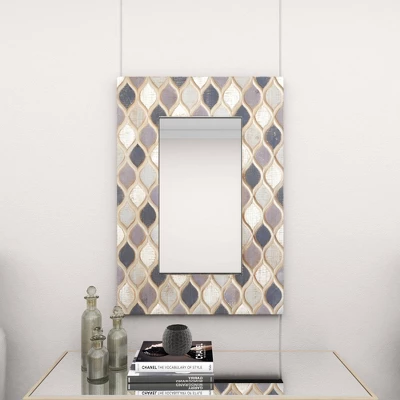 Wood Wall Mirror With Diamond Pattern Beige - Olivia & May 11 Wood Wall Mirror With Diamond Pattern Beige - Olivia & May - Image 9