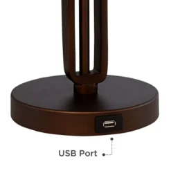 Franklin Iron Works Samuel Industrial Desk Lamp 20" High Rubbed Bronze With USB Charging Port Natural Mica Shade For Bedroom Living Room Bedside Desk -Home Decor Shop GUEST 16c0ab13 6345 4c5b ba91 d1157246bee9