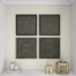 Metal Floral Embossed Wall Decor Set Of 4 Gray - Olivia & May -Home Decor Shop GUEST 172b488f 7022 493e 956c 2aa624903594