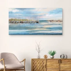 27" X 54" Harbor By Studio Arts Canvas Art Print Blue - Masterpiece Art Gallery -Home Decor Shop GUEST 17f40ad3 5053 4f53 b871 cb05f773bc47
