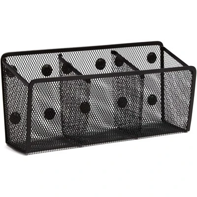 Juvale Black Mesh Wire Magnetic Pencil Pen Holder With 3 Compartments, Desk Organizer 10.5 In 4 Juvale Black Mesh Wire Magnetic Pencil Pen Holder With 3 Compartments, Desk Organizer 10.5 In - Image 2