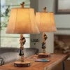 John Timberland Climbing Bears Rustic Accent Table Lamps 22 1/2" High Set Of 2 Brown Faux Wood With USB Charging Port Faux Leather Shade For Desk -Home Decor Shop GUEST 1976534f fd30 4b6c b196 80fd5c300a85