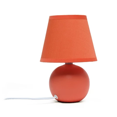 8.66" Petite Ceramic Orb Base Bedside Table Desk Lamp With Matching Tapered Drum Fabric Shade Orange - Creekwood Home 6 8.66" Petite Ceramic Orb Base Bedside Table Desk Lamp With Matching Tapered Drum Fabric Shade Orange - Creekwood Home - Image 4