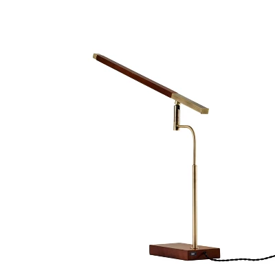 LED Barrett Desk Lamp Walnut/Brass (Includes LED Light Bulb) - Adesso 9 LED Barrett Desk Lamp Walnut/Brass (Includes LED Light Bulb) - Adesso - Image 7