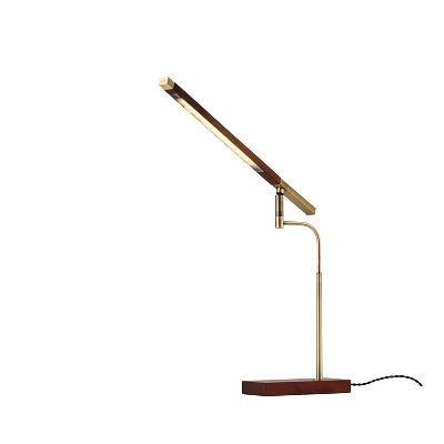 LED Barrett Desk Lamp Walnut/Brass (Includes LED Light Bulb) - Adesso 8 LED Barrett Desk Lamp Walnut/Brass (Includes LED Light Bulb) - Adesso - Image 6