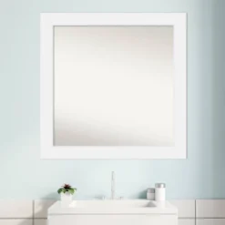 31" X 31" Non-Beveled Corvino Wood Bathroom Wall Mirror White - Amanti Art -Home Decor Shop GUEST 1bebed61 c62c 4622 acaa e536360a54cb