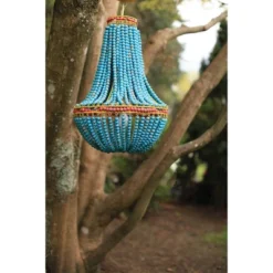 Wood Beaded Chandelier Blue -Storied Home -Home Decor Shop GUEST 1c509e22 de29 4c07 8684 6344261c3000