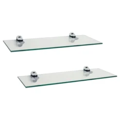 (Set Of 2) 16" X 6" Floating Glass Shelves With Brackets - Danya B. -Home Decor Shop GUEST 1c54061e 2232 437a 8cea 686e87717b7f