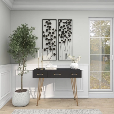 Farmhouse Metal Floral Wall Decor With Black Frame Set Of 2 Black - Olivia & May 15 Farmhouse Metal Floral Wall Decor With Black Frame Set Of 2 Black - Olivia & May - Image 13