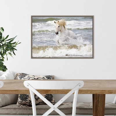 23" X 16" Camargue Horse In The Surf By Ellen Goff Danita Delimont Framed Canvas Wall Art - Amanti Art 6 23" X 16" Camargue Horse In The Surf By Ellen Goff Danita Delimont Framed Canvas Wall Art - Amanti Art - Image 4
