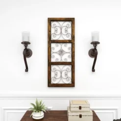 36" X 14" Wood Scroll Window Inspired Wall Decor With Metal Scrollwork Relief Brown - Olivia & May -Home Decor Shop GUEST 1d8d1db6 4bc6 4dd5 a299 2dd51588bbef