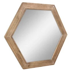 23.8" X 20.7" Wooden Hexagon Wall Mirror Brown - Stonebriar Collection