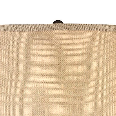 360 Lighting Heather Modern Industrial Table Lamps Set Of 2 With Round Risers 27 1/4" Tall Dark Iron USB Charging Port Iron Burlap Drum Shade For Desk 3 360 Lighting Heather Modern Industrial Table Lamps Set Of 2 With Round Risers 27 1/4" Tall Dark Iron USB Charging Port Iron Burlap Drum Shade For Desk