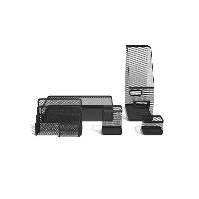 HITOUCH BUSINESS SERVICES 5 Piece Wire Mesh Organizer Set Matte Black TR57540-CC 3 HITOUCH BUSINESS SERVICES 5 Piece Wire Mesh Organizer Set Matte Black TR57540-CC