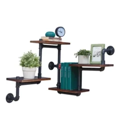 44.5" X 27.6" Tiered Horizontal Industrial Pipe Wall Shelf Brown/Black - Danya B. 11 44.5" X 27.6" Tiered Horizontal Industrial Pipe Wall Shelf Brown/Black - Danya B. -Home Decor Shop GUEST 1f15fc8c e195 4230 806c 295a0b062846