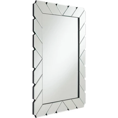 Possini Euro Design Prandini Rectangular Vanity Wall Mirror Modern Beveled Mirrored Glass Tile Frame 28" Wide For Bathroom Bedroom Home House Entryway 7 Possini Euro Design Prandini Rectangular Vanity Wall Mirror Modern Beveled Mirrored Glass Tile Frame 28" Wide For Bathroom Bedroom Home House Entryway - Image 5