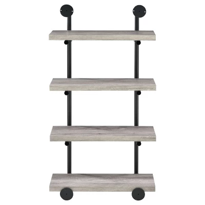 24" Elmcrest 4 Shelf Wall Bookcase With Black Frame - Coaster 8 24" Elmcrest 4 Shelf Wall Bookcase With Black Frame - Coaster - Image 6