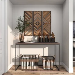 Set Of 3 Wood Geometric Slatted Wood Design Wall Decors Brown - Olivia & May -Home Decor Shop GUEST 1ffa65b9 8aaf 4d87 a815 5599575144f4