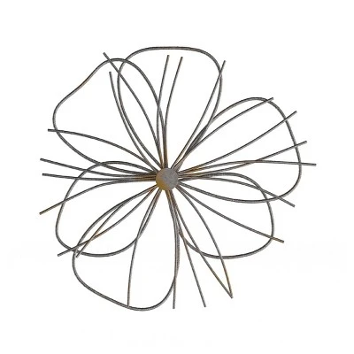 Hastings Home Metallic Wire Layered Flower Hanging Accent Art - Silver/Gold 3 Hastings Home Metallic Wire Layered Flower Hanging Accent Art - Silver/Gold
