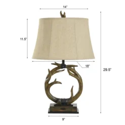 Dalton Brown Antler Table Lamp With Beige Hardback Fabric Shade - StyleCraft -Home Decor Shop GUEST 212a9660 a53b 492c a315 bfd2fd75736c