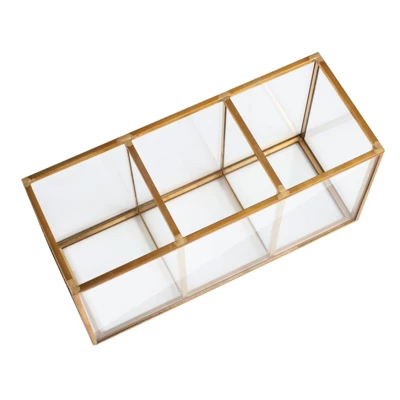 Gold Makeup Brush And Pencil Holder, Vintage Handmade Brass & Glass Cosmetic Pen Storage For Vanity, Countertop, Desk Organizer 8 Gold Makeup Brush And Pencil Holder, Vintage Handmade Brass & Glass Cosmetic Pen Storage For Vanity, Countertop, Desk Organizer - Image 6